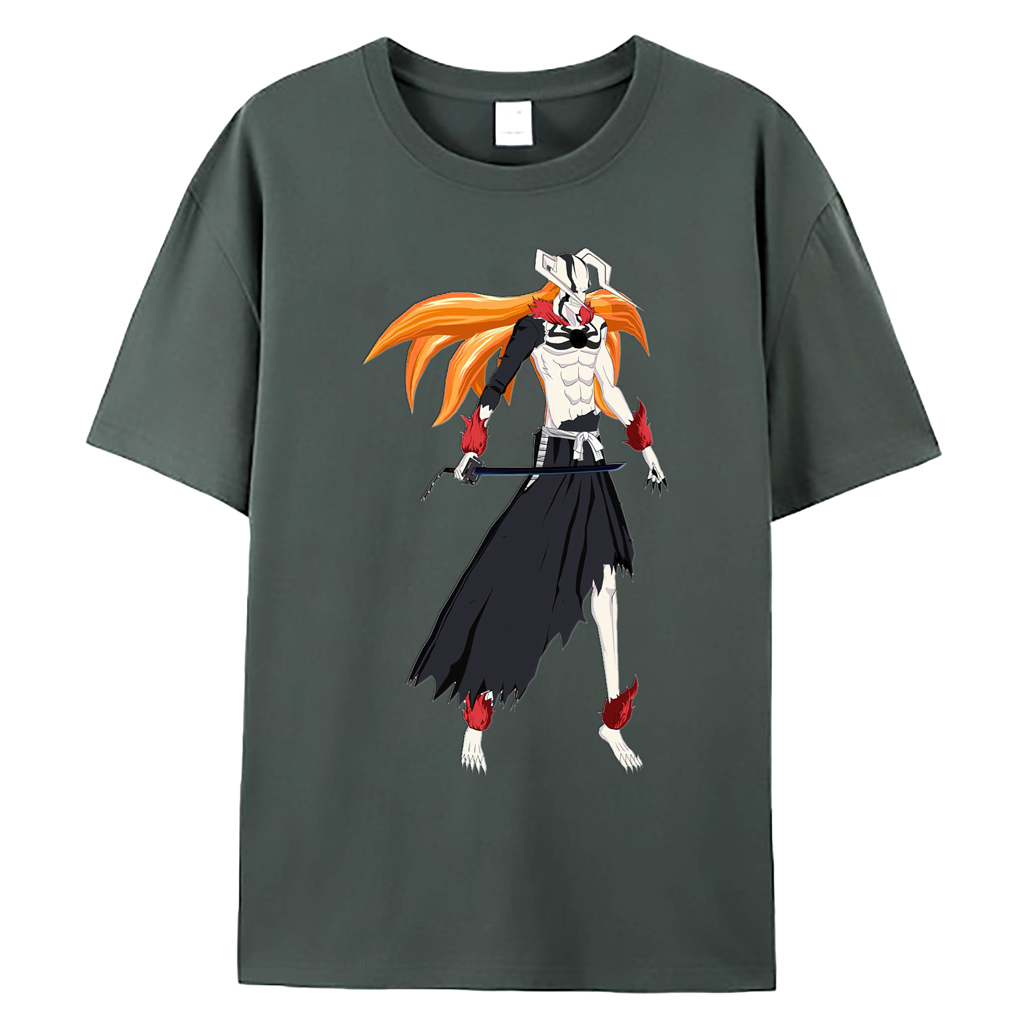 （画像用） ブリーチ 黒崎一護（くろさき いちご）BLEACH Kurosaki Ichigo 綿100％ メンズ半袖Tシャツ｜肌触りやわらか＆通気性